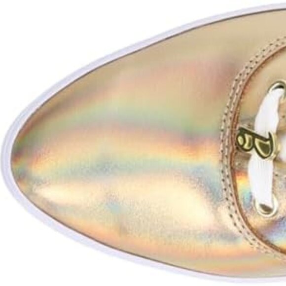 Keds x Barbie™️ $90 Point Metallic Leather Lace Up Gold Sz 9 NIB! - Picture 3 of 6